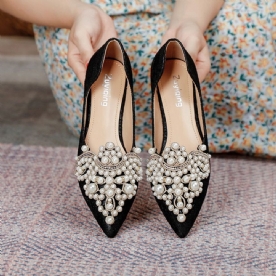 Platte Met Instappers Met Spitse Neus Koreaanse Dunne Trouwschoenen
