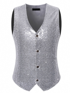 Feestgilet Heren Effen Pailletten Single-Breasted