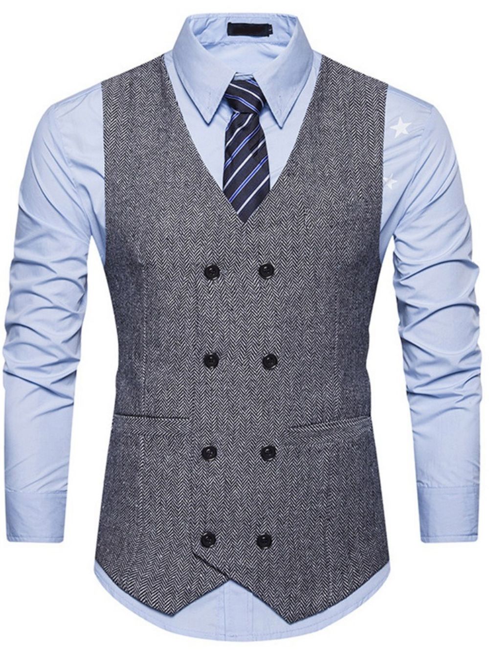 Winter Ol-Gilet Met V-Hals En Effen Print