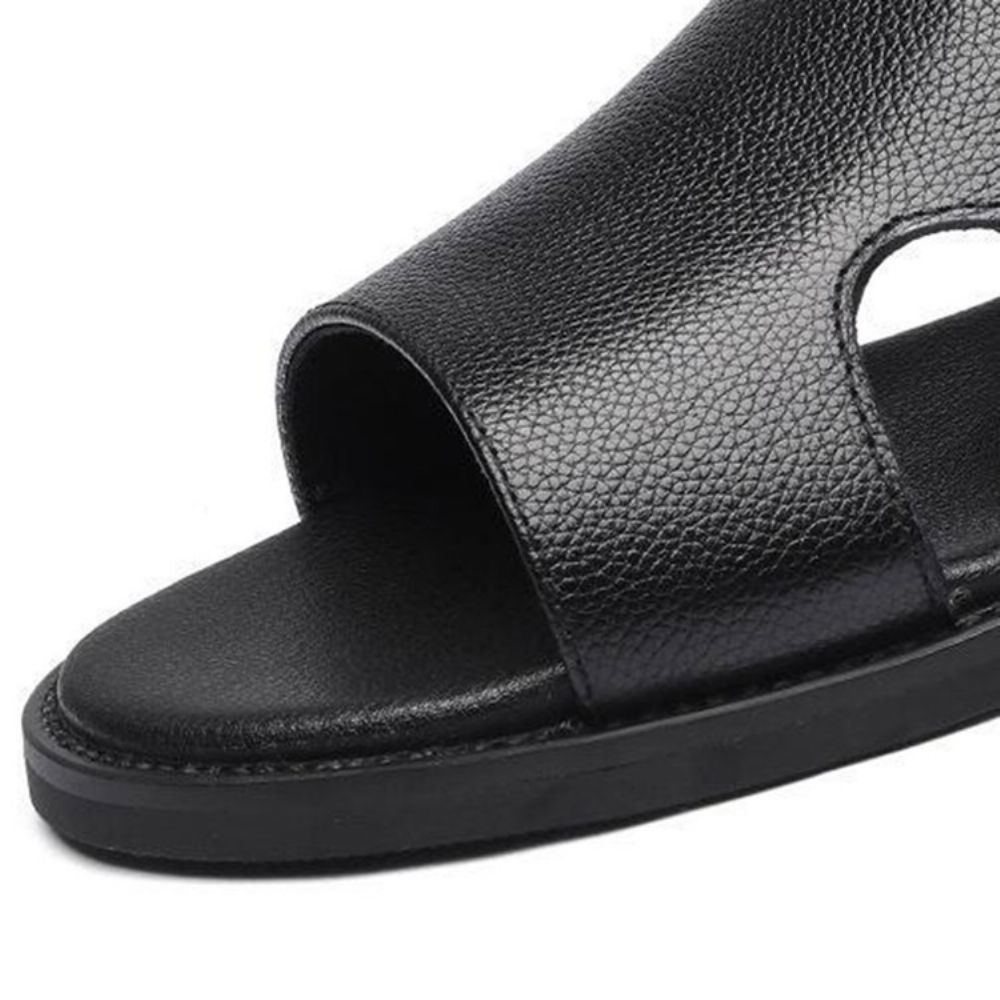 Platte Hak Effen Laag Uitgesneden Bovenste Open Teen Sandalen