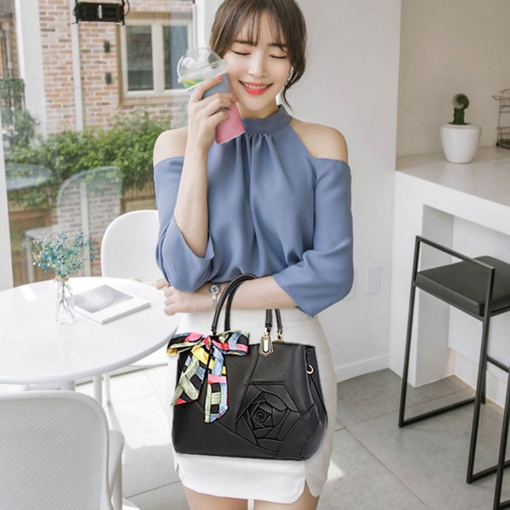 Bowtie Pu Bloemen Handtas