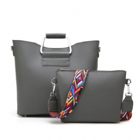 Casual Handtas In Effen Kleur (2 Tassen)