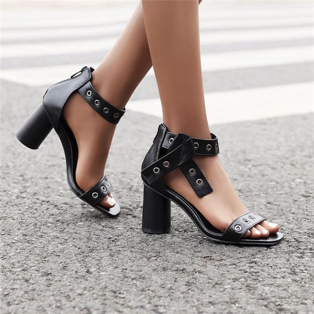 Casual Sandalen Met Vierkante Teen En Ritssluiting