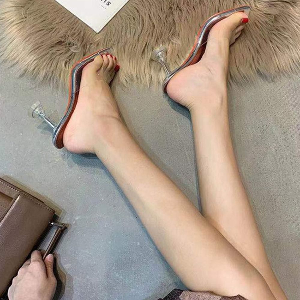 Damespantoffels Met Spoolhak Slip-On Teenring Effen