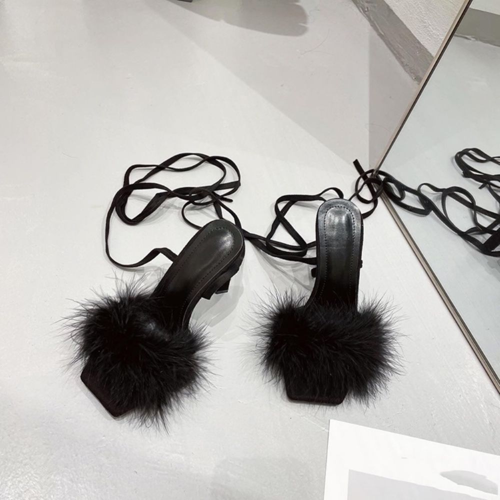Effen Sandalen Met Open Teen En Veters