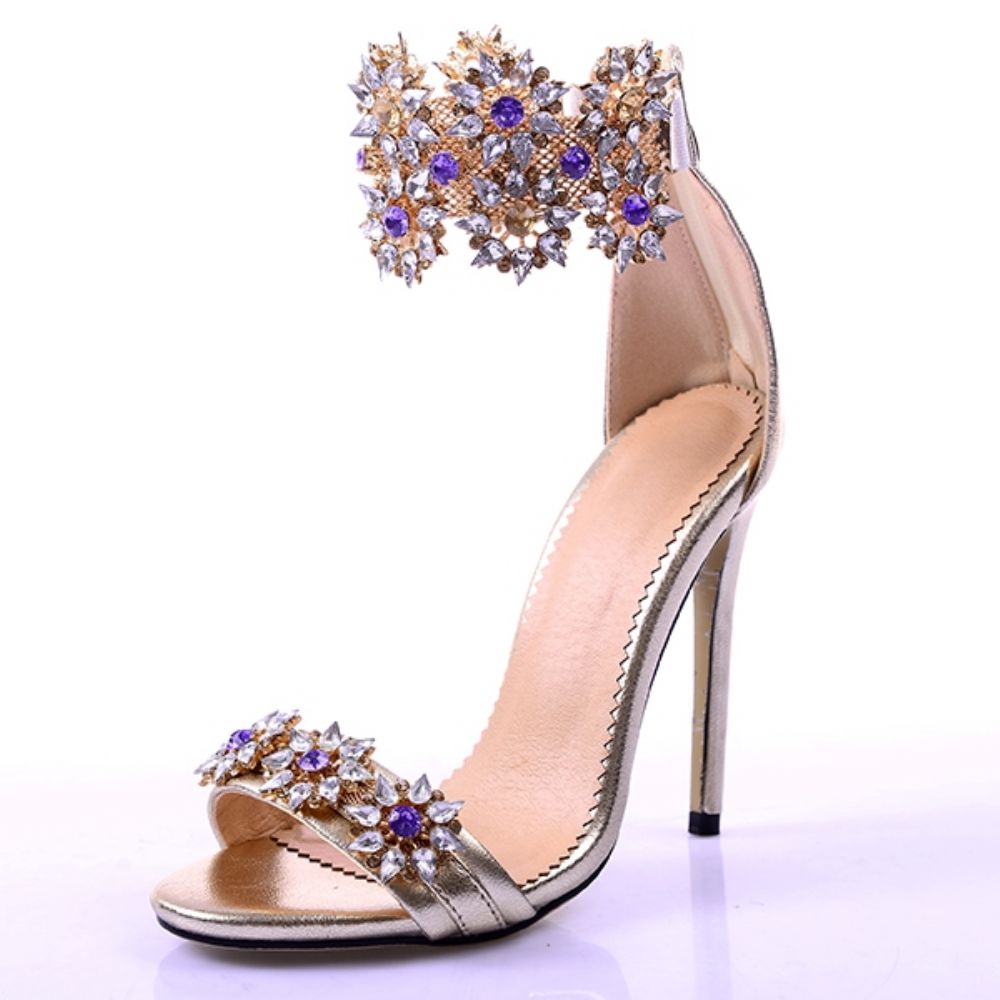 Glinsterende Strass Open Teen Stiletto Sandalen