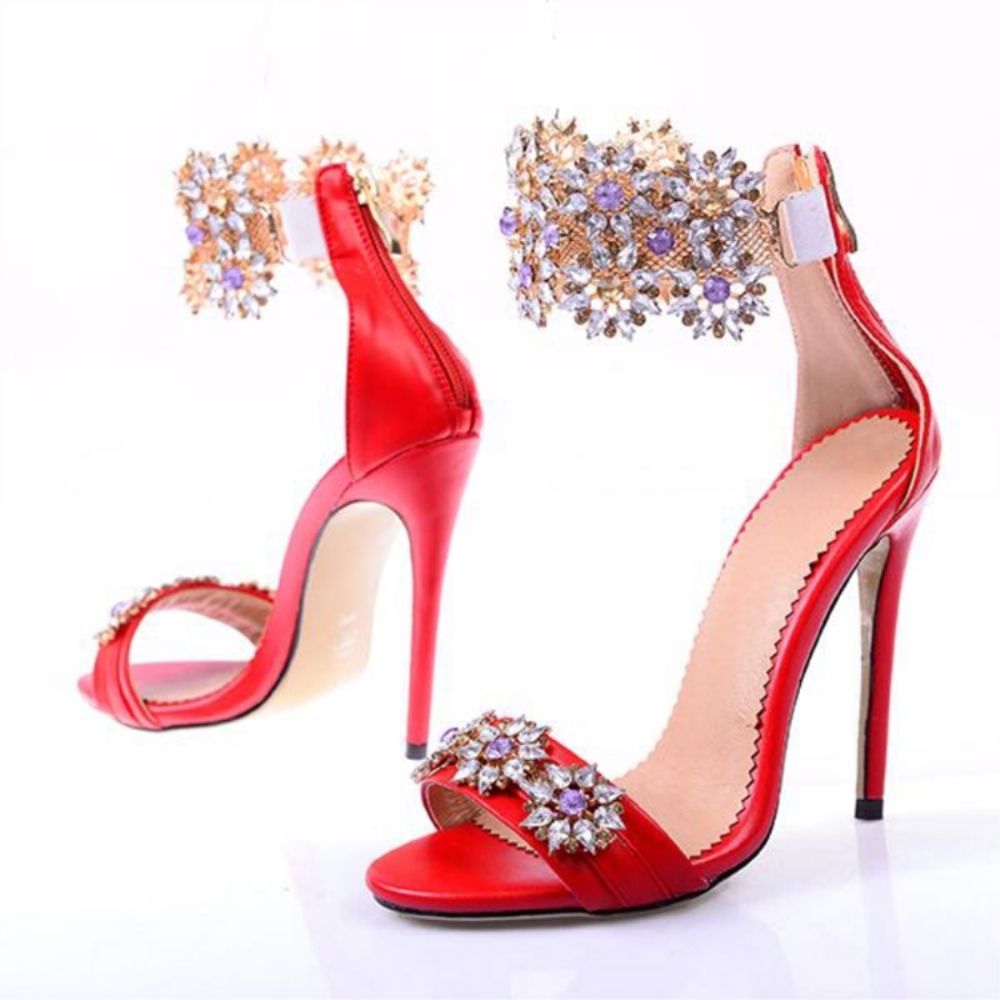 Glinsterende Strass Open Teen Stiletto Sandalen