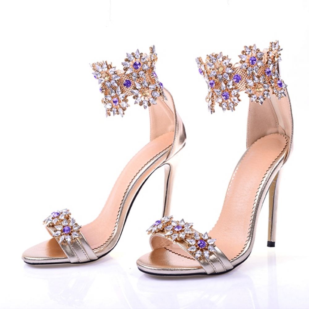 Glinsterende Strass Open Teen Stiletto Sandalen