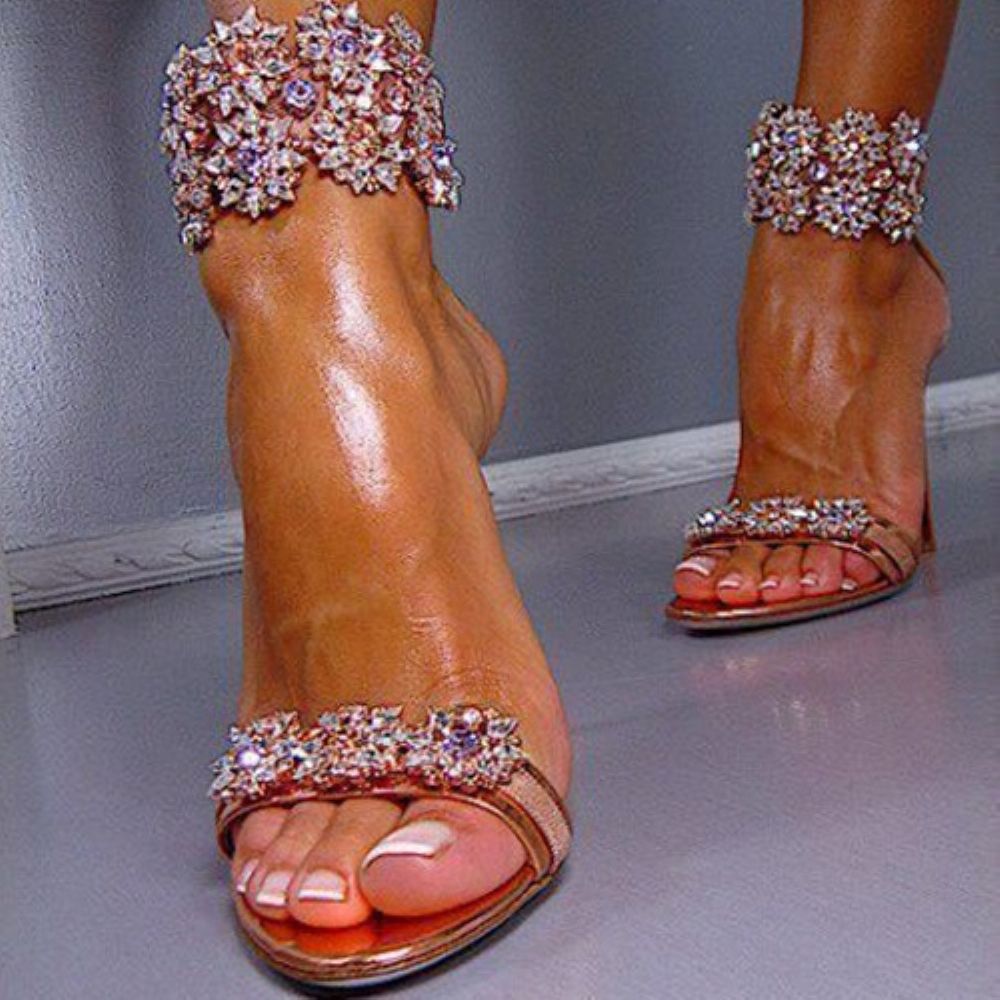 Glinsterende Strass Open Teen Stiletto Sandalen
