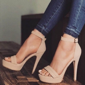 Platform Stiletto Sandalen Met Open Teen Lijnstijl Gesp