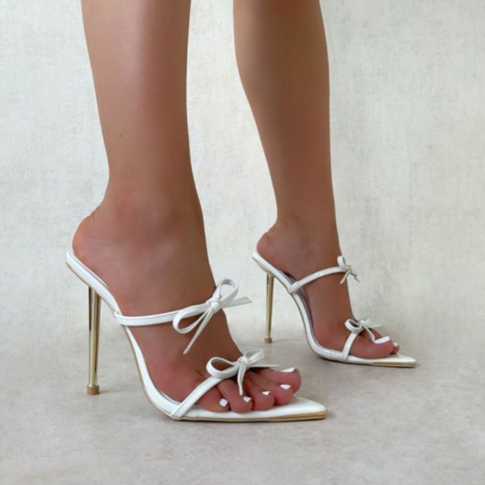 Rubberen Slip-On Damesslippers Met Naaldhak En Strik