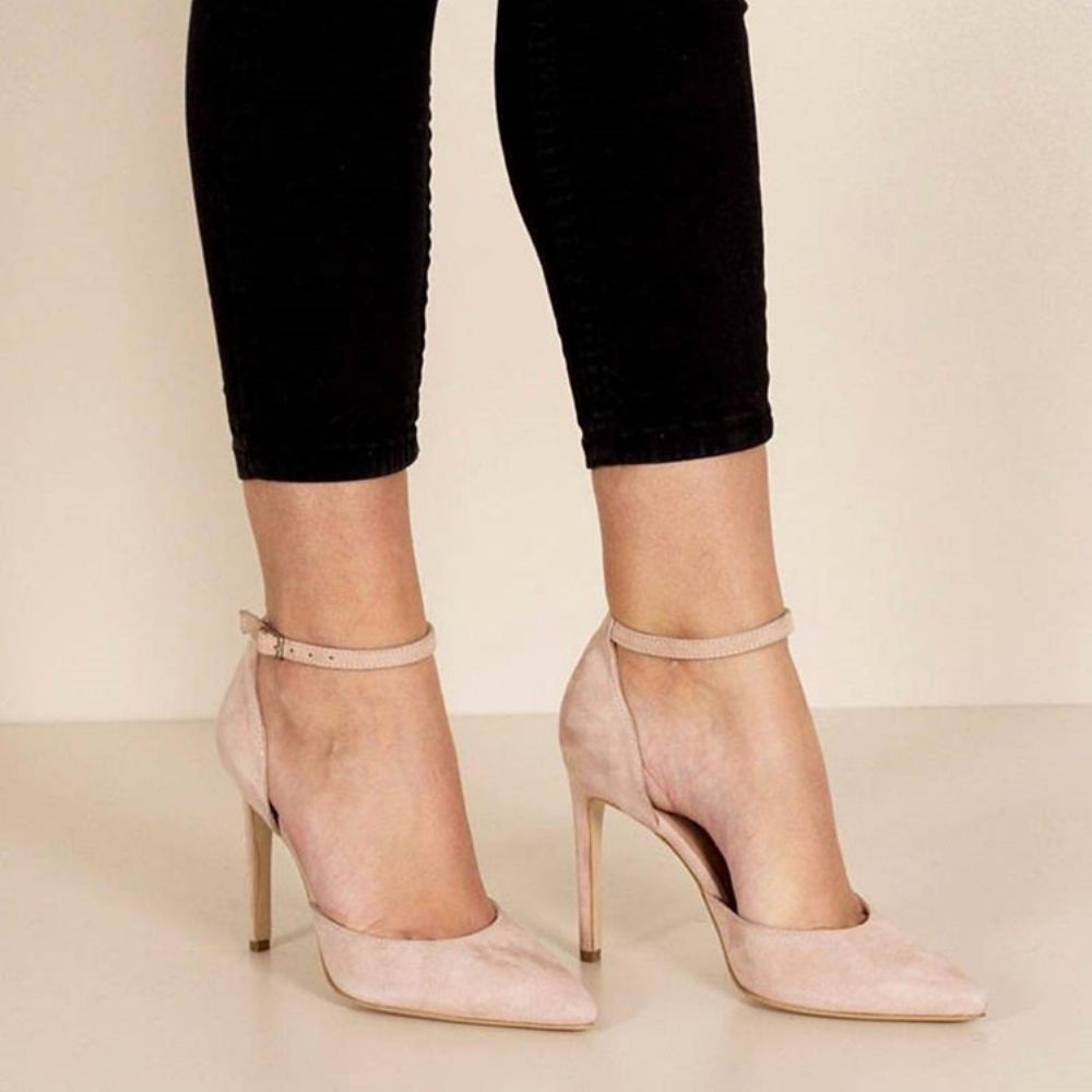 Suède Pumps Met Naaldhak En Puntige Neus